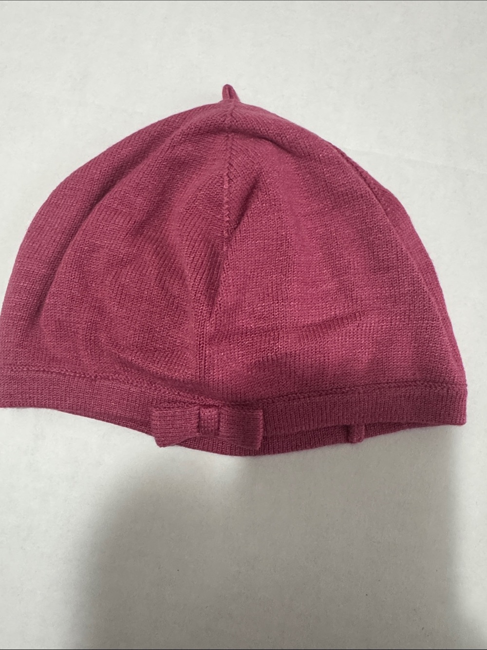 Janie and Jack Kids Knit Beanie Hat with Bow - Raspberry